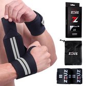ZEUZ 2 Pièces Bande de Poignet pour Fitness & CrossFit - Wrist wraps – Entraînement en Force – Attelle de Poignet – Gris & Noir