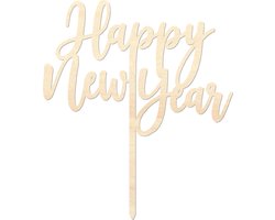Houten caketopper / taarttopper - Happy New Year - Taart / Cake topper op bestelling gemaakt