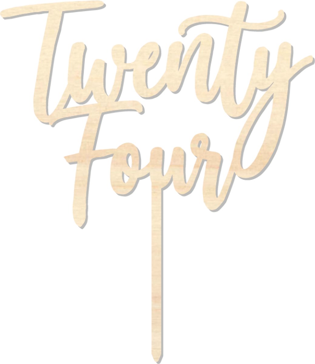 Houten caketopper / taarttopper - Twenty Four - Taart / Cake topper op bestelling gemaakt