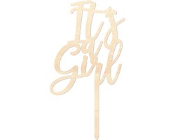 Houten caketopper / taarttopper - It's a Girl - Taart / Cake topper op bestelling gemaakt