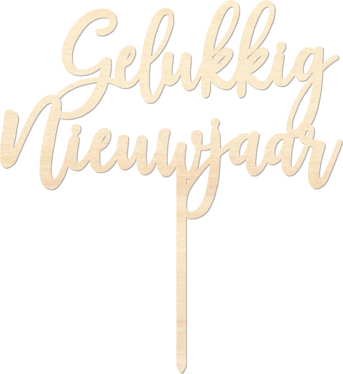 Houten caketopper / taarttopper - Gelukkig Nieuwjaar - Taart / Cake topper op bestelling gemaakt