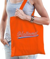 Holland wimpel Nederlandse vlag katoenen tas/shopper oranje voor dames en heren - Nederland supporter - Koningsdag/ EK/ WK voetbal