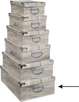 5Five Opbergdoos/box - 3x - Houtprint licht - L48 x B33.5 x H16 cm - Stevig karton - Treebox