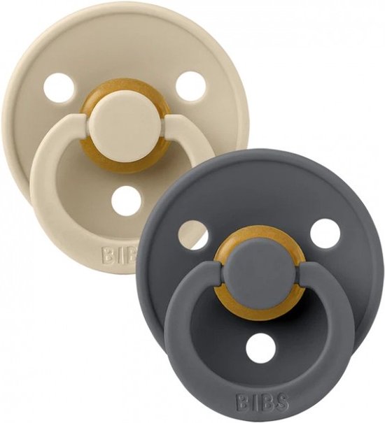BiBS - Colour Pacifier - Maat 2 - Fopspeen - 2 stuks - Vanilla / Iron van BIBS — afbeelding 3