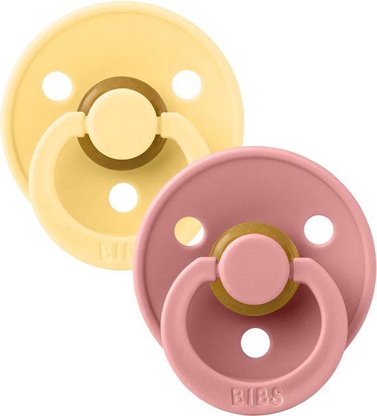 BiBS - Colour Pacifier - Maat 2 - Fopspeen - 2 stuks - Pale Butter / Dusty Pink van BIBS — afbeelding 3