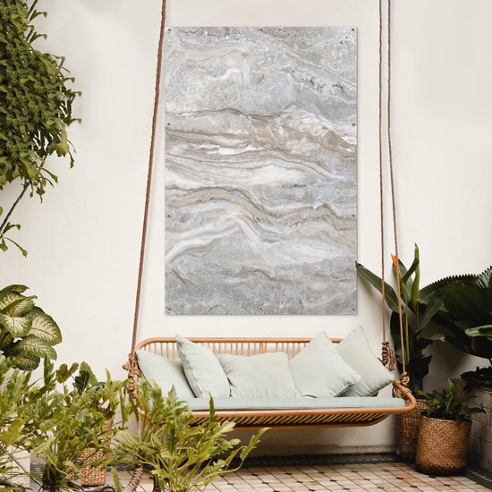 Muurdecoratie Marmer - Textuur - Grijs - 120x180 cm - Tuinposter - Tuindoek - Buitenposter