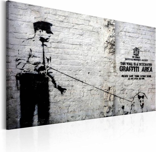 Banksy Toile murale avec cadre Noir et blanc pour décoration d