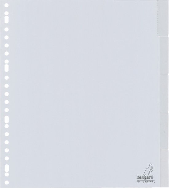 Kangaro tabbladen A4 - extra breed - 5-delig met venster - PP 120 micron - grijs - 23-gaats