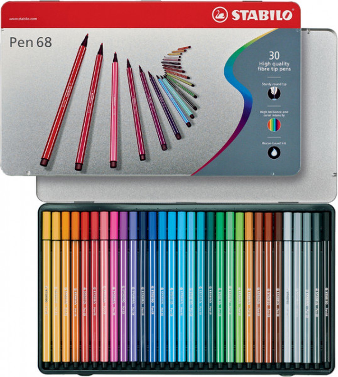 STABILO Pen 68 Premium Viltstift - Metalen Etui - Verschillende Kleuren | bol.com