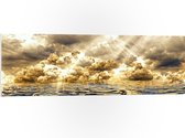 PVC Schuimplaat - Abstract Schilderij van Wolken Drijvend in de Zee - 120x40 cm Foto op PVC Schuimplaat (Met Ophangsysteem)