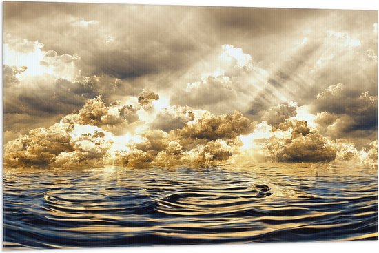 Vlag - Abstract Schilderij van Wolken Drijvend in de Zee - 105x70 cm Foto op Polyester Vlag