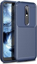 Nokia 4.2 Siliconen Carbon Hoesje Blauw