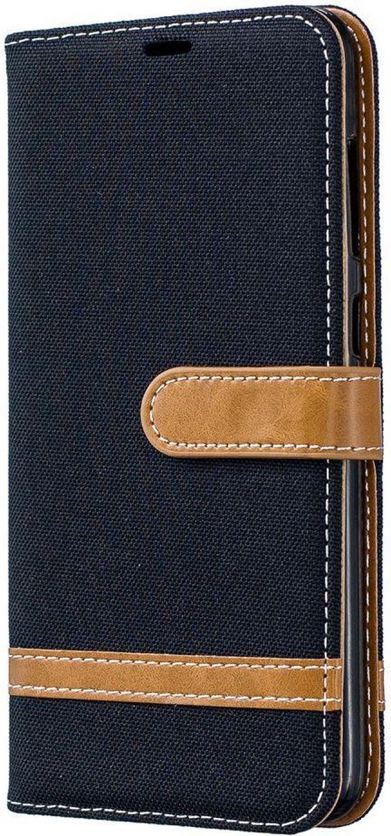 Jeans Portemonnee Hoesje Zwart Geschikt voor Samsung Galaxy A70