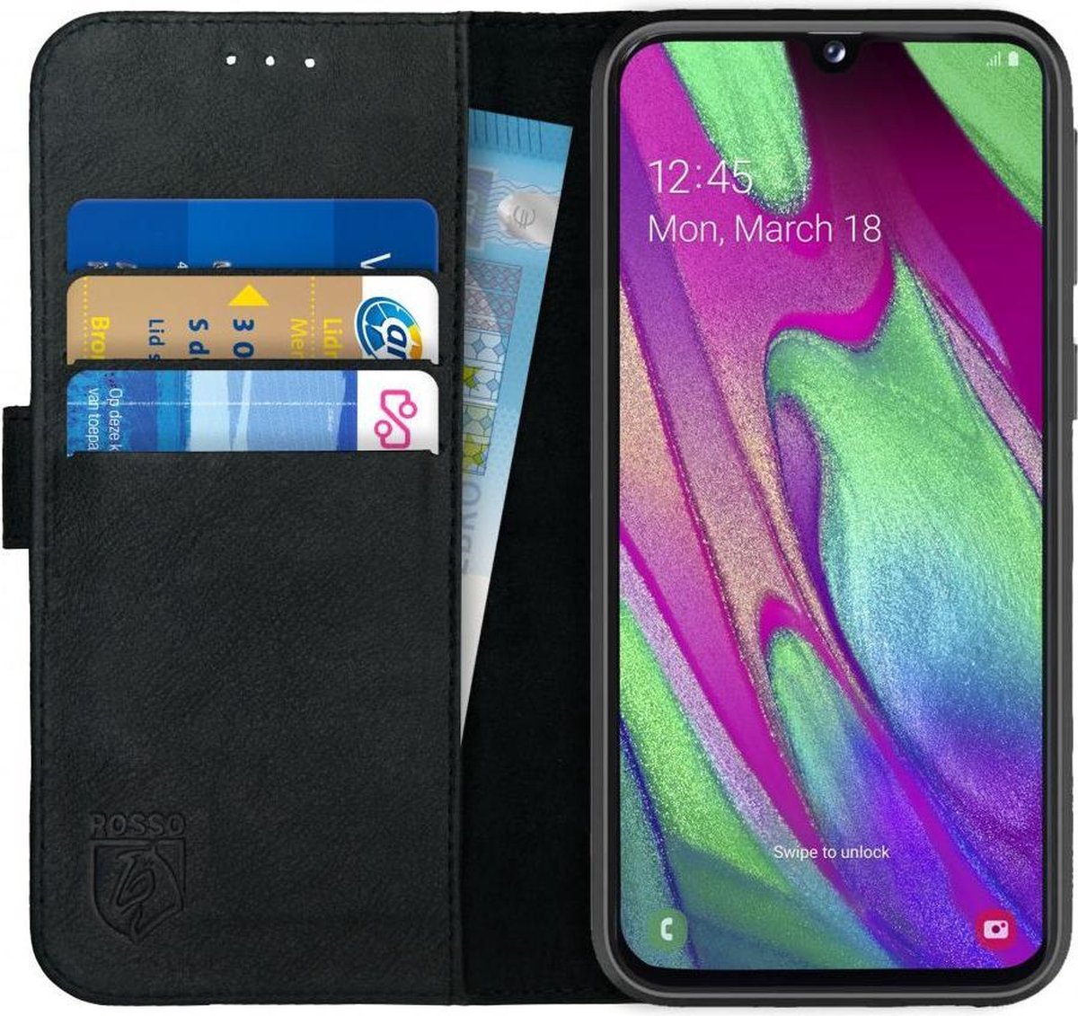 Rosso Deluxe Samsung Galaxy A40 Hoesje Echt Leer Book Case Zwart | bol.com