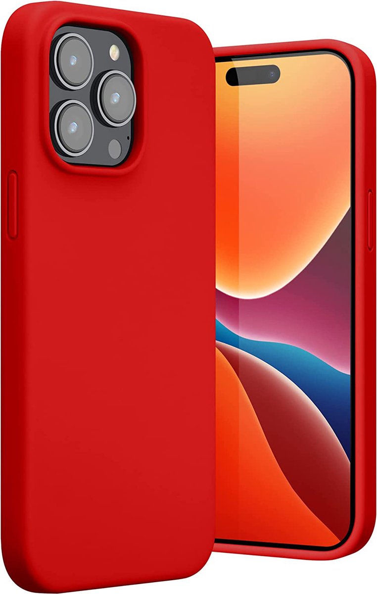 Casemania Hoesje Geschikt voor Apple iPhone 14 Pro - Rood - Liquid Siliconen Back Cover