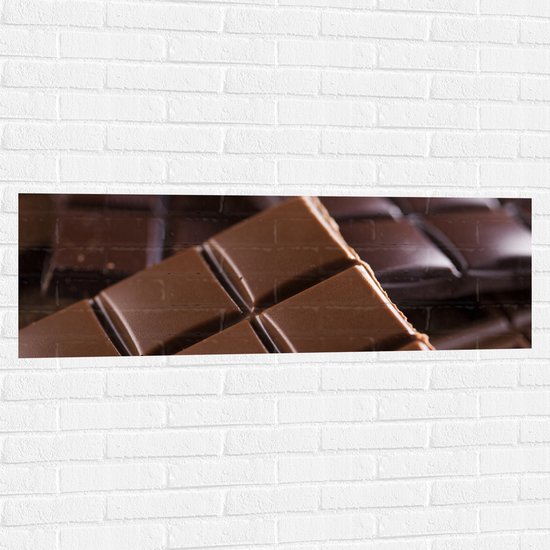Muursticker - Brokken van Verschillende Smaken Chocolade - 120x40 cm Foto op Muursticker