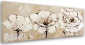 Schilderij 3 witte bloemen, 2 maten, wit/beige, Wanddecoratie (print op canvas)