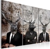 Schilderij - Mannen met Hertenhoofden  I , 3 luik