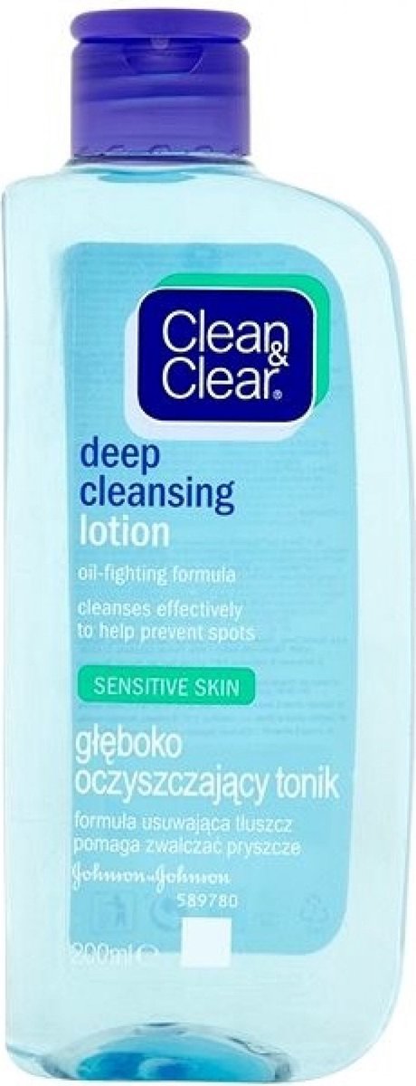 Clean & Clear Deep Cleansing Lotion Sensitive Skin - 200 ml - Olie vrij - Blackhead Remover - Mee eter Verwijderaar