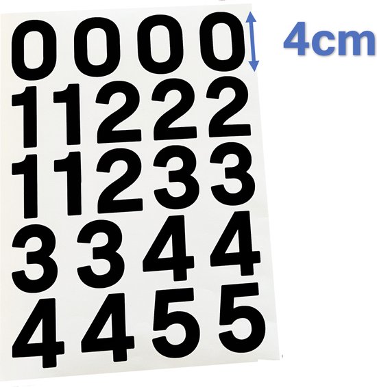 Cijfer stickers (0 t/m 5 en 0 t/m 9) voor binnen en buiten in de kleur blauw - wit