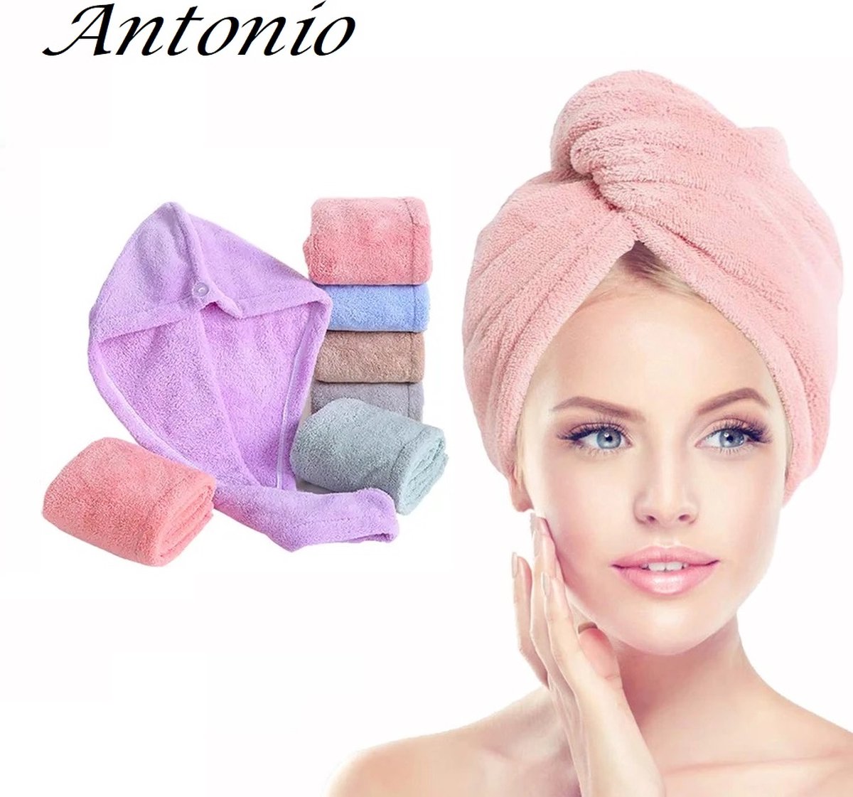 Antonio®- Verf en masker Hoofdhanddoek - Microvezel Haarhanddoek - Licht Roze