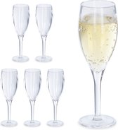 Relaxdays champagneglazen kunststof - set van 6 - wijnglazen - party glazen - herbruikbaar