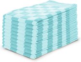 Essuies de vaisselle Block Turquoise - 65x65 - Set de 10 - Carreaux - Torchons Block - 100% coton - Essuies de vaisselle Horeca