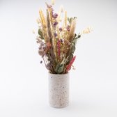 Vase en terrazzo blanc - beau vase avec structure - décoration - fleurs séchées