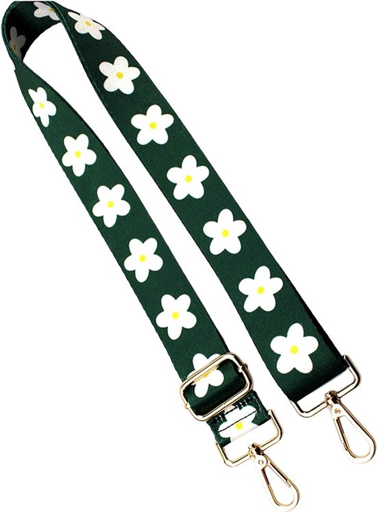 Schouderband voor Tas - Draagband - 4 cm - Bloemen Groen