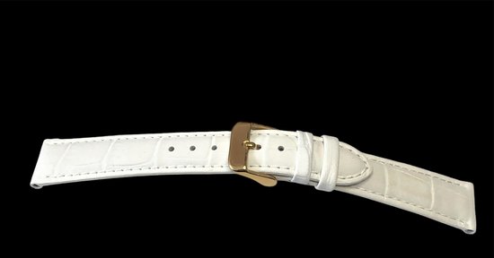 Bracelet de montre-20mm-cuir véritable-blanc-fourré-croco-boucle couleur or souple-20mm