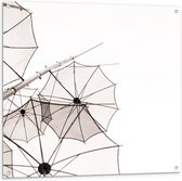 Tuinposter – Doorzichtige Paraplu Vormen tegen Witte Achtergrond - 100x100 cm Foto op Tuinposter (wanddecoratie voor buiten en binnen)