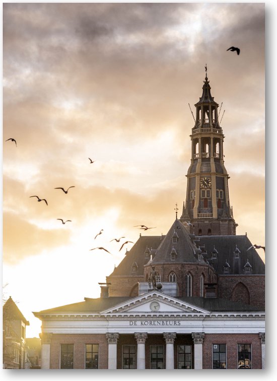 Sunset vismarkt Groningen - Fotoposter 50x70