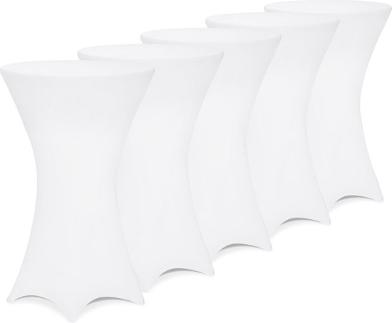 Jupe de table debout - 5 Pièces Ø 60-65cm Stretch - Wit
