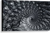 Canvas - Cirkelvormig Patroon met Zwart, Wit en Grijs - 90x60 cm Foto op Canvas Schilderij (Wanddecoratie op Canvas)