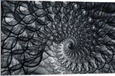 Dibond - Cirkelvormig Patroon met Zwart, Wit en Grijs - 90x60 cm Foto op Aluminium (Wanddecoratie van metaal)