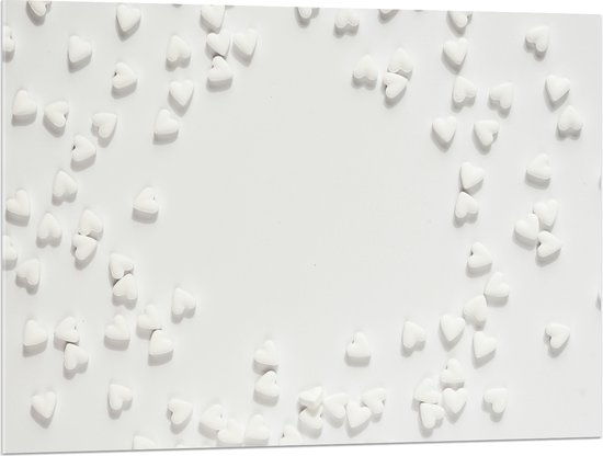 Acrylglas - Groep Witte Hartjes tegen Witte Achtergrond - 100x75 cm Foto op Acrylglas (Wanddecoratie op Acrylaat)