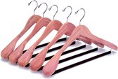 5 stuks 44,5 cm cederhouten kleerhangers van hout met brede schudders (5,8 cm), naturel cederhouten kleerhangers met ronde stang voor pak, jas, jas, overhemd, broek, 5 stuks