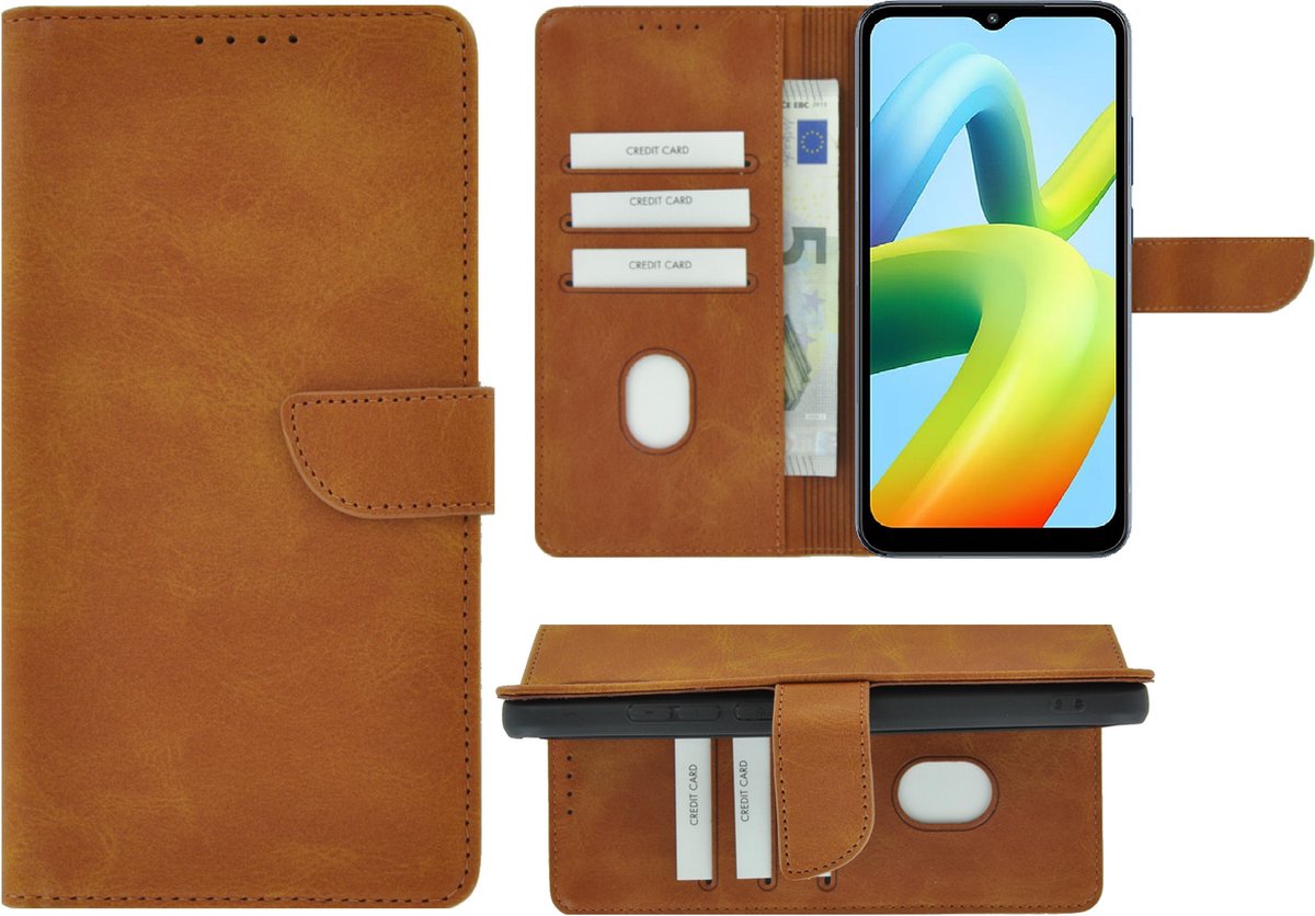 Pearlycase hoesje Geschikt voor Xiaomi Redmi A1/ A2 - Kunstleer Book Case - Camel Bruin