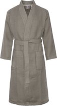 Wafel badjas voor sauna taupe M - sauna badjas unisex - biologisch katoen - wafel badjas taupe - kimono - wafel badjas dames - wafel badjas heren