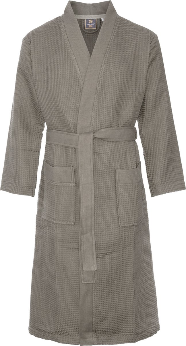 Badrock Wafel badjas voor sauna taupe M - sauna badjas unisex - biologisch katoen - wafel badjas taupe - kimono - wafel badjas dames - wafel badjas heren