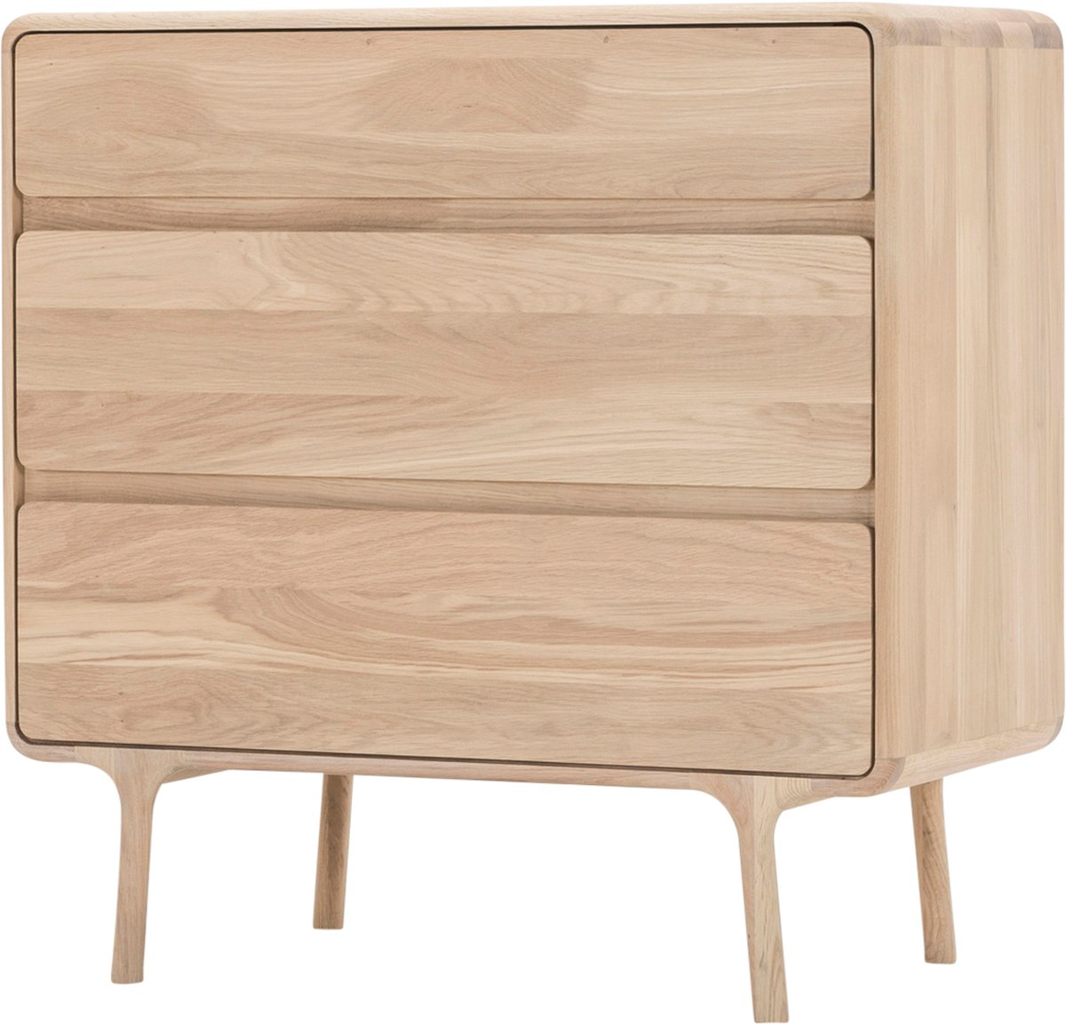 Gazzda Fawn Drawer Whitewash - Ladekast - Hout - Massief Eiken - Kast met Lades - Opbergkast - 3 Lades