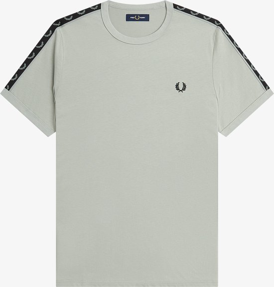 Fred Perry Taped Ringer regular fit T-shirt M6347 - korte mouw O-hals - Limestone/black - grijs - Maat: XXL