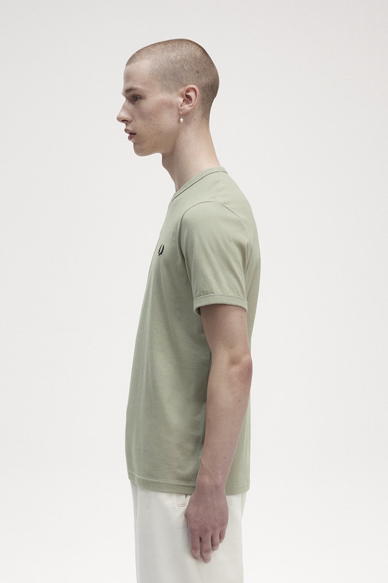 Fred Perry Ringer regular fit T-shirt M3519 - korte mouw O-hals - Seagrass - groen - Maat: XS