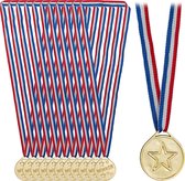 Relaxdays gouden medailles voor kinderen - 12 stuks - kindermedailles - sport medaille