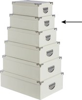 5Five Opbergdoos/box - 4x - ivoor wit - L32 x B21.5 x H12 cm - Stevig karton - Crocobox