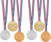 3x stuks medailles met lint - 20x - goud zilver brons - kunststof - 6 cm