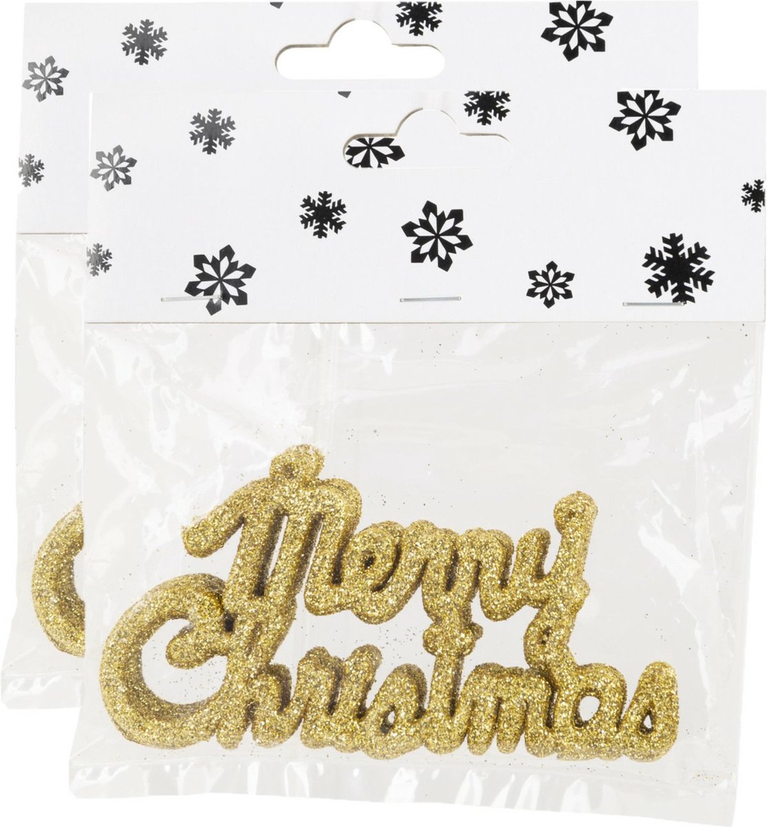 Cosy&Trendy Cosy @ Home Merry Christmas 12x kunststof kersthangers - goud - 10 cm - kerstboomversiering - feestelijk Goudkleurig