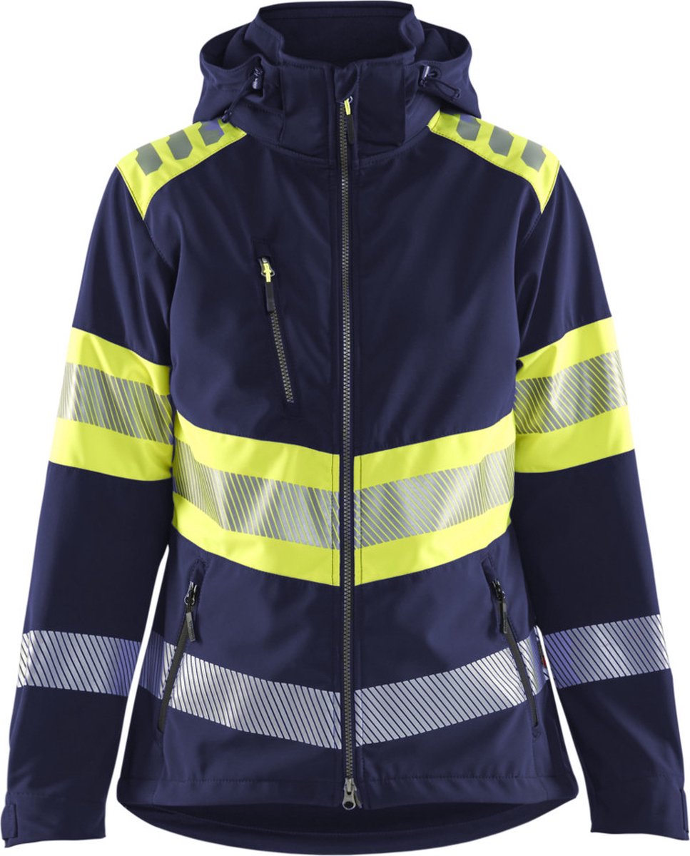 Blaklader 4404-2513 Dames Softshell Jack High Vis - Marine/High Vis Geel - XS