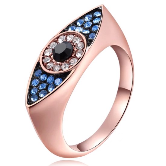 Dames Ring Boze Oog Rose kleurig van met Zirkonia-17mm