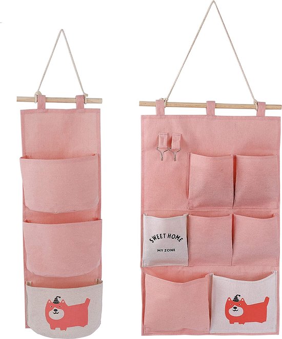 Hangorganizer, wandorganizer, premium linnen organizer met 3 niveaus, hangmand van geweven katoenen touw, hangende tas, opbergtas voor slaapkamer, woonkamer, wit Hangorganizer, wandorganizer, premium linnen organizer met 3 niveaus, hangmand van geweven katoenen touw, hangende tas, opbergtas voor slaapkamer, woonkamer, wit